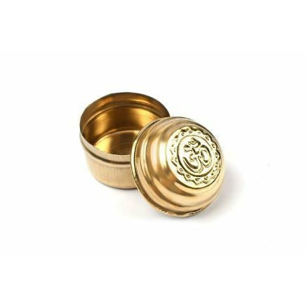 Brass jar with OM symbol for kumkum, ash and much more